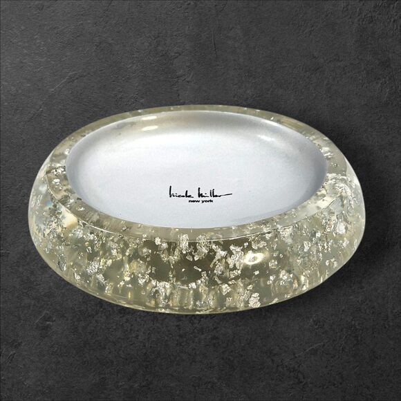 Nicole Miller Lucite Soap Dish Silver Flake New York Vintage Style Glam Decor - Picture 3 of 8